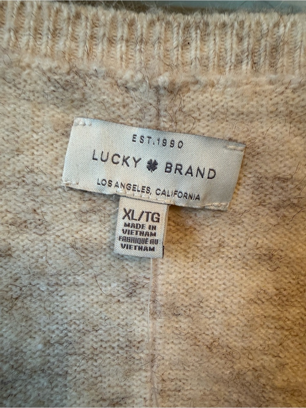 Lucky Brand NWT XL Heather Oatmeal V-Neck Cozy Sweater - Picture 2 of 3